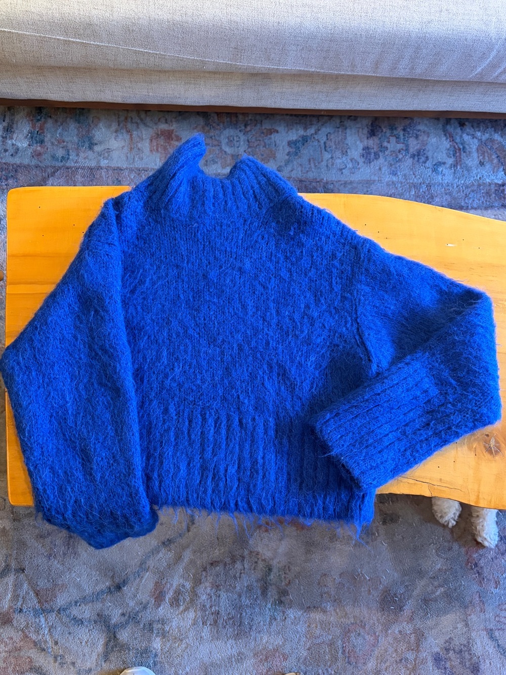 & Other Stories Royal Blue Fuzzy Turtleneck Sweater